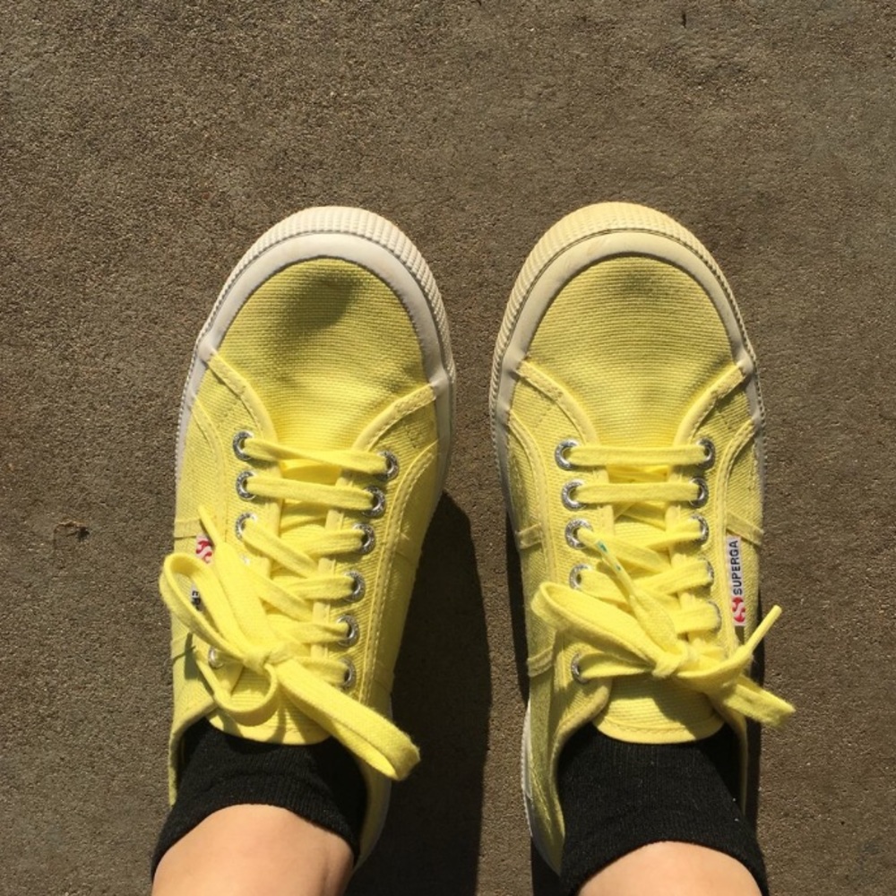 yellow superga sneakers